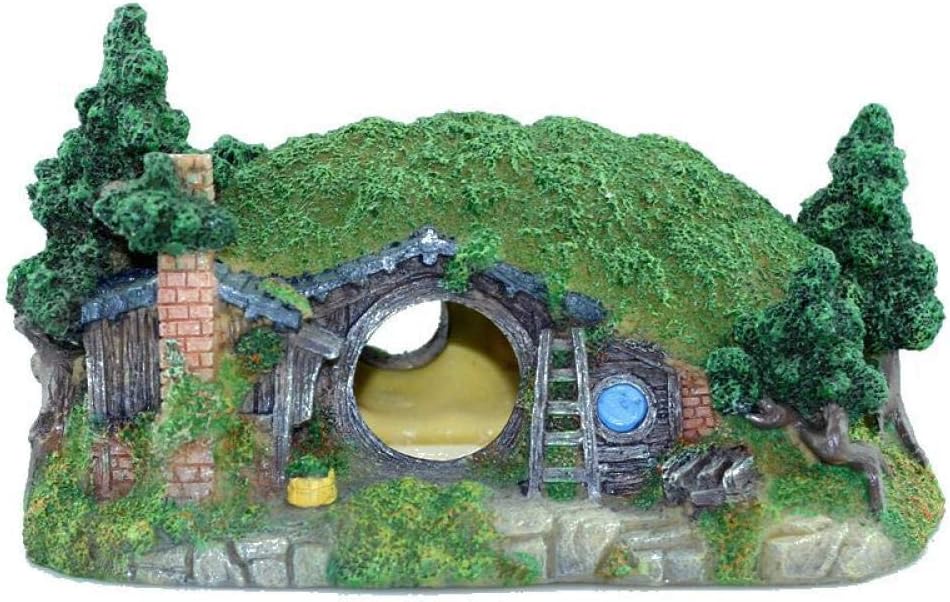 YAOHEHUA Aquarium Ornaments Decorative Marbles Rocks Aquatic landscaping castle decoration house fish tank wooden house water view 19 * 12 * 11cm