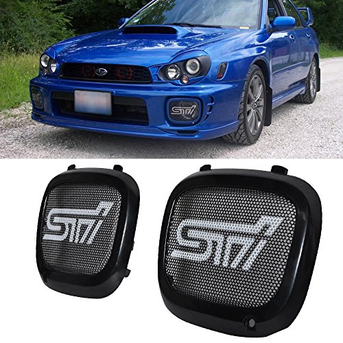 02-03 Subaru Impreza WRX Fog Lights Cover Grille with White STI Logo