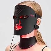 IFAE Red Light Therapy Mask for Face and Neck, 7 Colors with NIR Led Face Mask Light Therapy with Eye Protection and Remote, Rechargeable Ergonomic Design for True Anti-Aging Skincare at Home Black