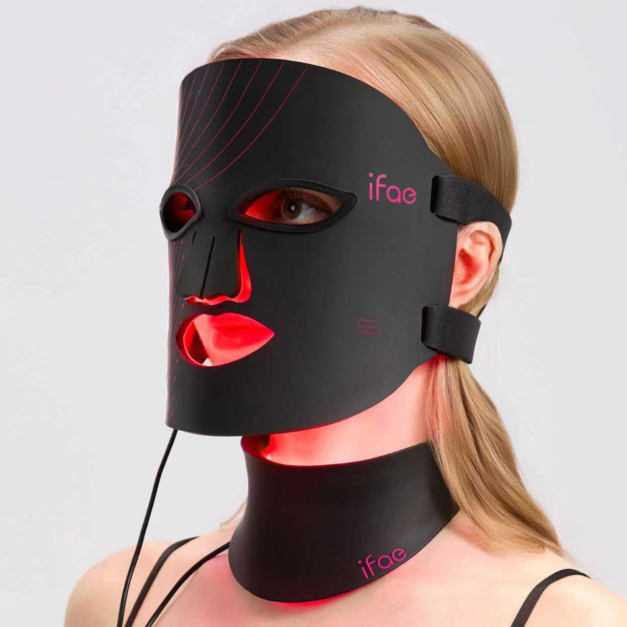 Photo 1 of **SEE NOTES** IFAE Red Light Therapy Mask for Face and Neck, 7 Colors with NIR Led Face Mask Light Therapy with Eye Protection and Remote, Rechargeable Ergonomic Design for True Anti-Aging Skincare at Home Black