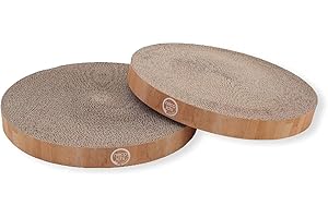 Necoichi Cat Scratcher Bowl Replacement for Indoor Cats - Cat Scratching Lounger with Reversible Usability and Extra Comfort for Lounge, Cardboard Bed Couch / (Regular, Oak)