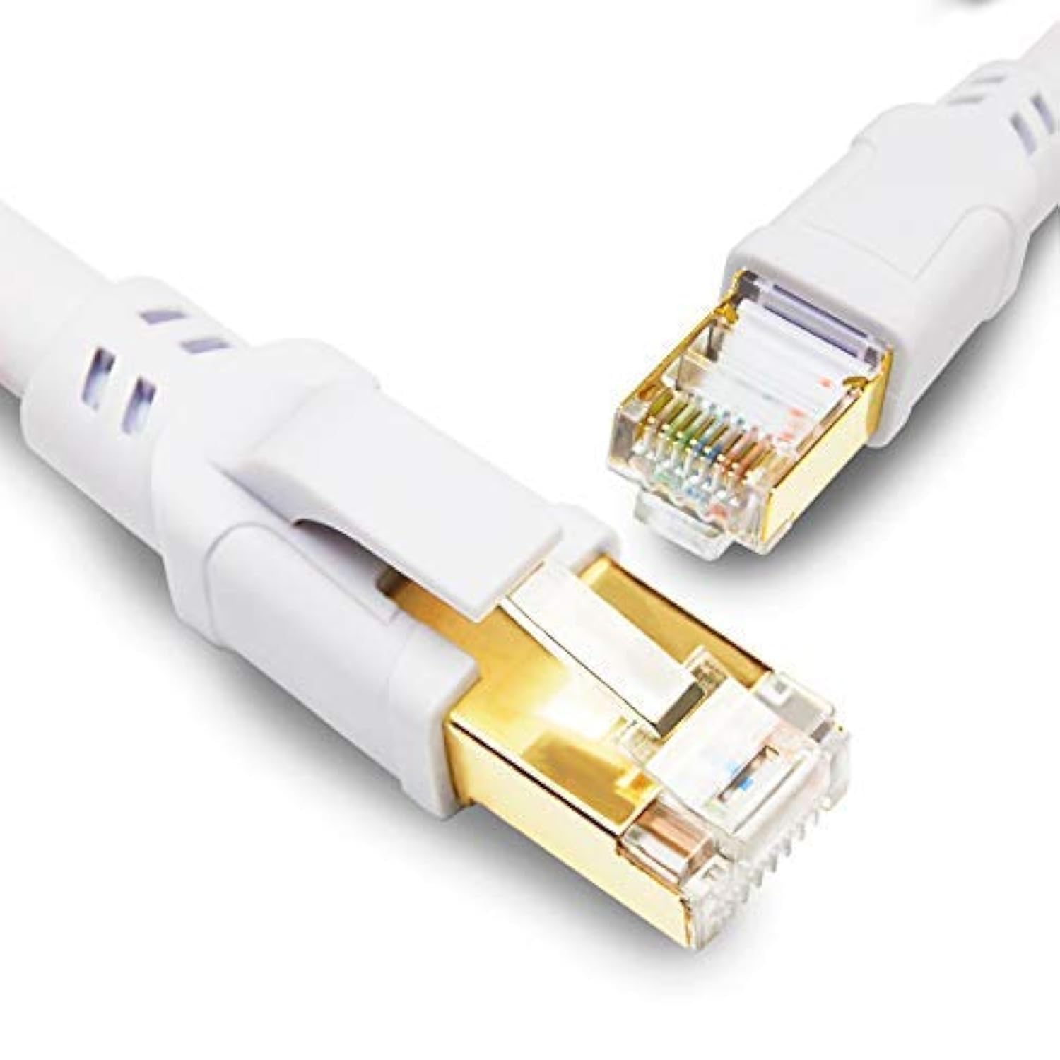 Photo 1 of Yauhody CAT8 Ethernet Cable 3FT, High Speed 40Gbps 2000MHz SFTP Internet Network LAN Wire Cables with Gold Plated RJ45 Connector for Router, Modem, PC, Switches, Hub, Laptop,Gaming,PC(1m/3ft) White