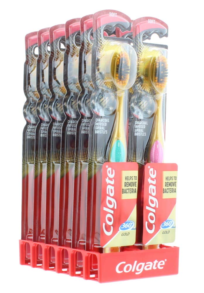 Colgate Toothbrush 360 Charcoal Gold Soft CDU 12 Count