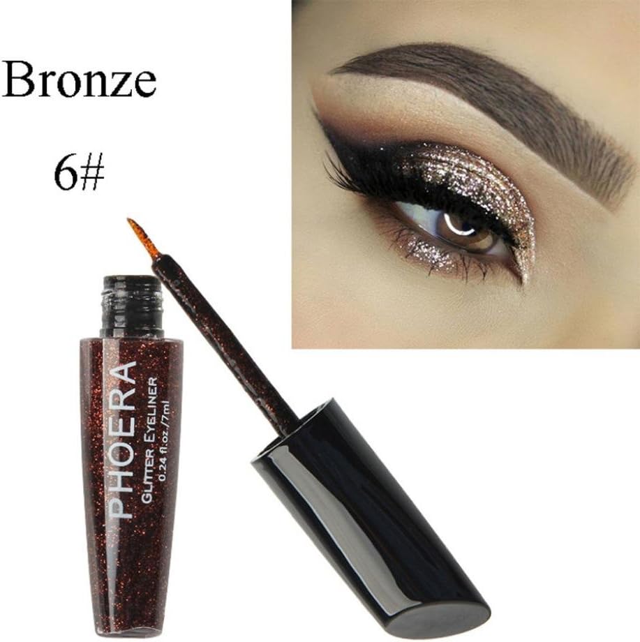 Memela Eyelashes,10 Color Makeup Metallic Shiny Eyes Eyeshadow Waterproof Glitter Liquid Eyeliner (F)