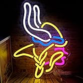 Rugby Football Sports Team Neon Sign Suitable for Vikings Logo for Wall Decor USB Powered Dimmable Led Light Up Signs for Bedroom Men Cave Home Bar Decor Birthday Xmas Gifts for Fans Kids