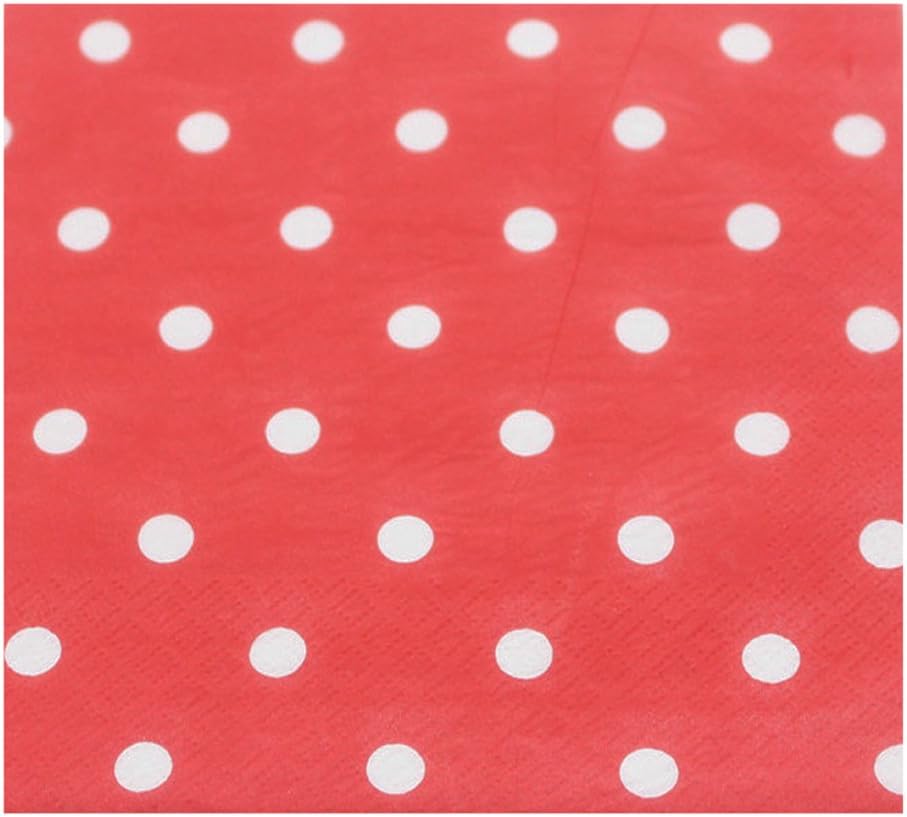 Youmewell Disposable Paper Napkins Red Polka Dot Napkins 60 Count