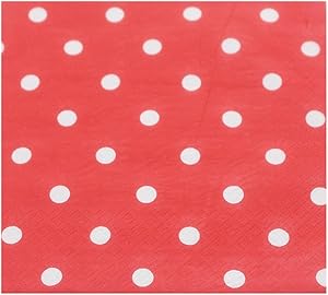 Youmewell Disposable Paper Napkins Red Polka Dot Napkins 60 Count
