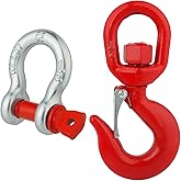 WENHUALI 2 Ton Swivel Lifting Hook with 1/2'' D Ring Shackles, Heavy Duty Alloy Steel Lifting Hooks for Tow Strap/Winch/Traction Steel Wire/Vehicle Recovery, 4400 Lbs Safety Load Limit