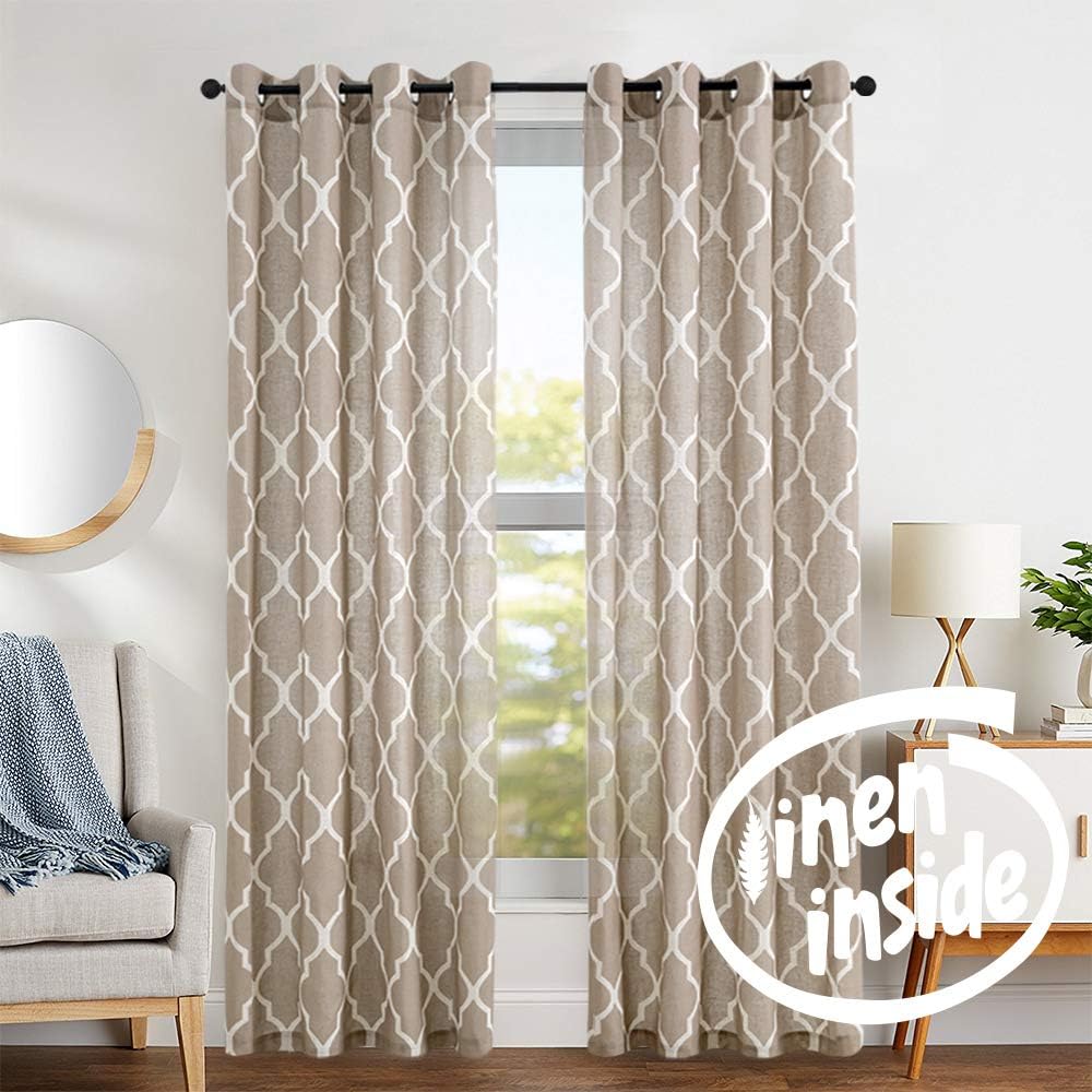 Amazon Com Jinchan Print Curtains 95 Inch Moroccan Tile Flax