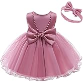 6M-6T Baby Backless Pageant Dress Toddler Girls Tutu Gown Flower Dresses with Headwear