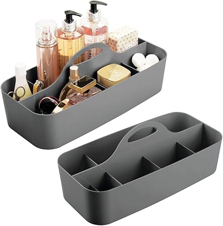 mDesign Juego de 2 cestas de baño con asa – Para usar como organizador de cosméticos, caja