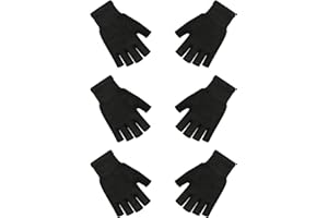 SLIUGLOVEUN 3 Pairs Fingerless Gloves for Women Men Winter Touchscreen Cold Weather Thermal Warm Stretchy Mittens Half Finger