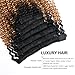 ABH AMAZINGBEAUTY HAIR Kinkys Curly Clip in Hair Extensions 3C and 4A Double Wefts Real Remy Human Hair Curly Clip ins for African Americans 120 Grams, 1BT27 Ombre Blonde Color 16 Inch