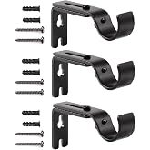 Creatyi Adjustable Curtain Rod Brackets - Heavy Duty 1 Inch Curtain Rod Support (3 PCS, Black)
