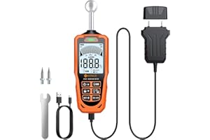 Neoteck 2-in-1 Dual Probe Moisture Meter 40mm Spherical Moisture Reader & ±2.5% Accuracy Pin Moisture Meter with LCD Display 