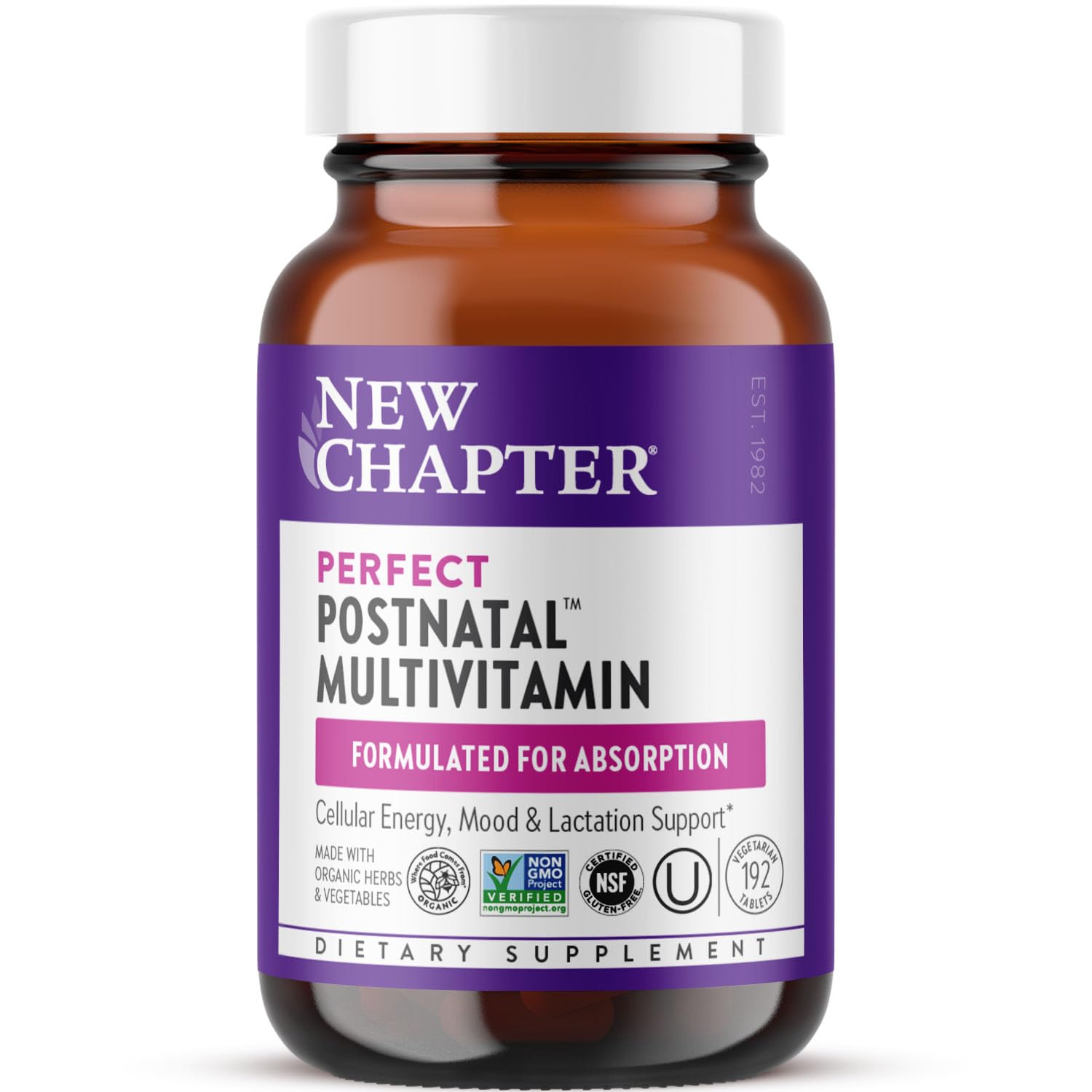 New Chapter, Postnatal Vitamins Lactation Supplement, Complete Multivitamin with Fermented Vitamin D3 + B Vitamins, Made with Organic Vegetables & Herbs, Non-GMO Ingredients, 192 Count Image New Chapter, Postnatal Vitamins Lactation Supplement, Complete Multivitamin with Fermented Vitamin D3 + B Vitamins, Made with Organic Vegetables & Herbs, Non-GMO Ingredients, 192 Count Image