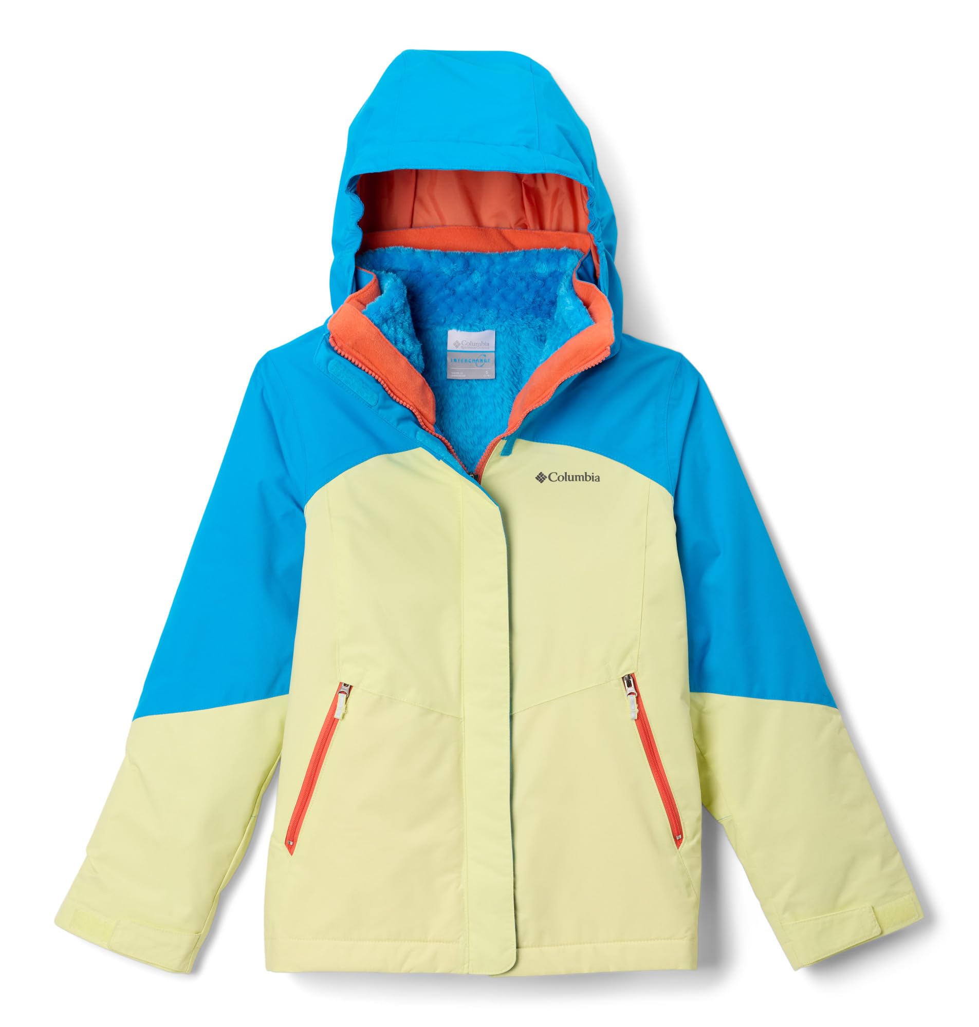 Columbia Youth Bugaboo III Fleece Interchange Jacket, Citron Haze/Compass Blue, Medium