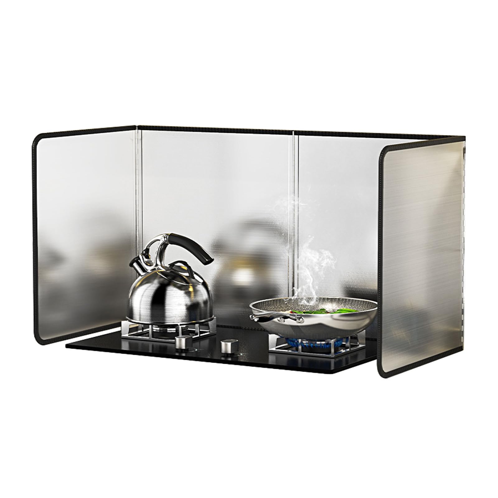 Photo 1 of KorsiKato 4 Sided Grease Splatter Guard Foldable Splatter Guard for Stove Stainless Steel Oil Splatter Screens Backsplash for Wall Gas Range Frying Pan Camping (11.8×31.5×15.7inches)