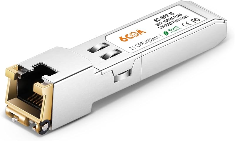 6COMGIGA SFP to RJ45 1000Base-T Gigabit Transceiver for Ubiquiti CAT5e 100m