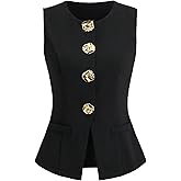 Verdusa Women's Old Money Jacket Button Down Split Vests Fitted Business Casual Blazer Tops