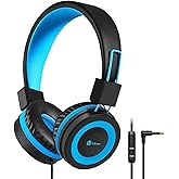 iClever Kids Headphones with Cord, 85/94dB Safe Volume Tech, Bending Resistance Durable, Foldable, Stereo Sound 3.5mm Jack Wired Headphones for Kids Boys Girls Tablet/Travel/School, HS14