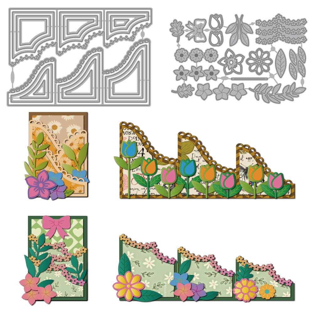 MAYJOYDIY Wave Floral Border Metal Die Cuts, Carbon Steel, Wave Frame Pattern,DIY Scrapbooking Embossing Stencils for Scrapbooking Paper Crafting Decor Photo Album