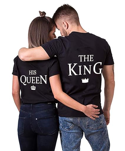 King Queen Shirts Couple Shirt Pärchen T-Shirts Paar Tshirt König Königin Kurzarm 1 Stücke