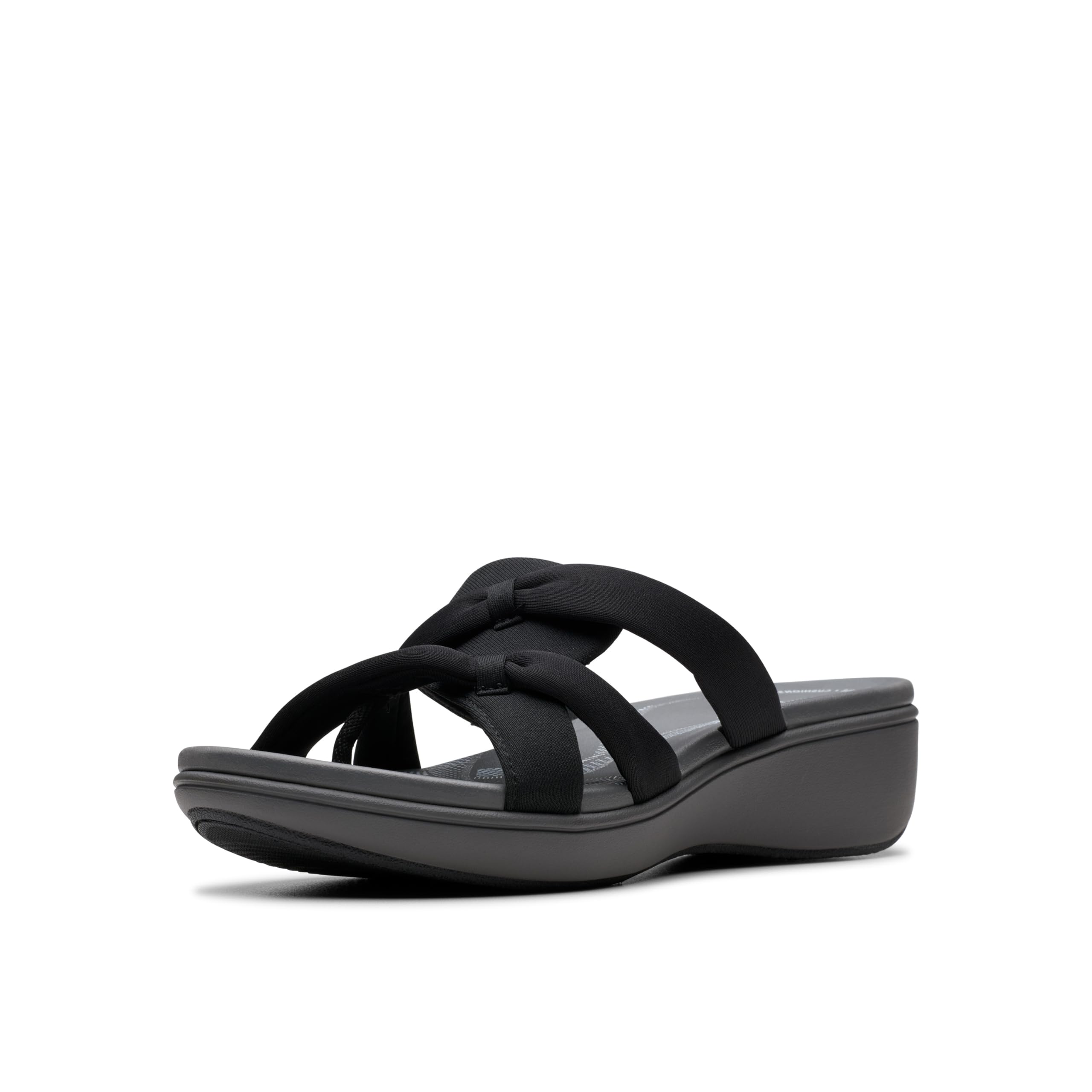 Clarks Women Breeze Rae Cam Black/Grey Textile 10 Wide