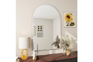 BEAUTYPEAK 24"x36" Arch Bathroom Mirror, Wall Mounted Vanity Metal Frame Mirror for Bedroom, Entryway, Living Room, Silver