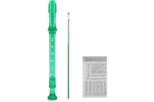 ENGIEGEE SJOYS 8-Hole Soprano Descant Recorder Kids Music Flute with Cleaning Rod & Case Bag For School Student Home Entertainment Transparent Green