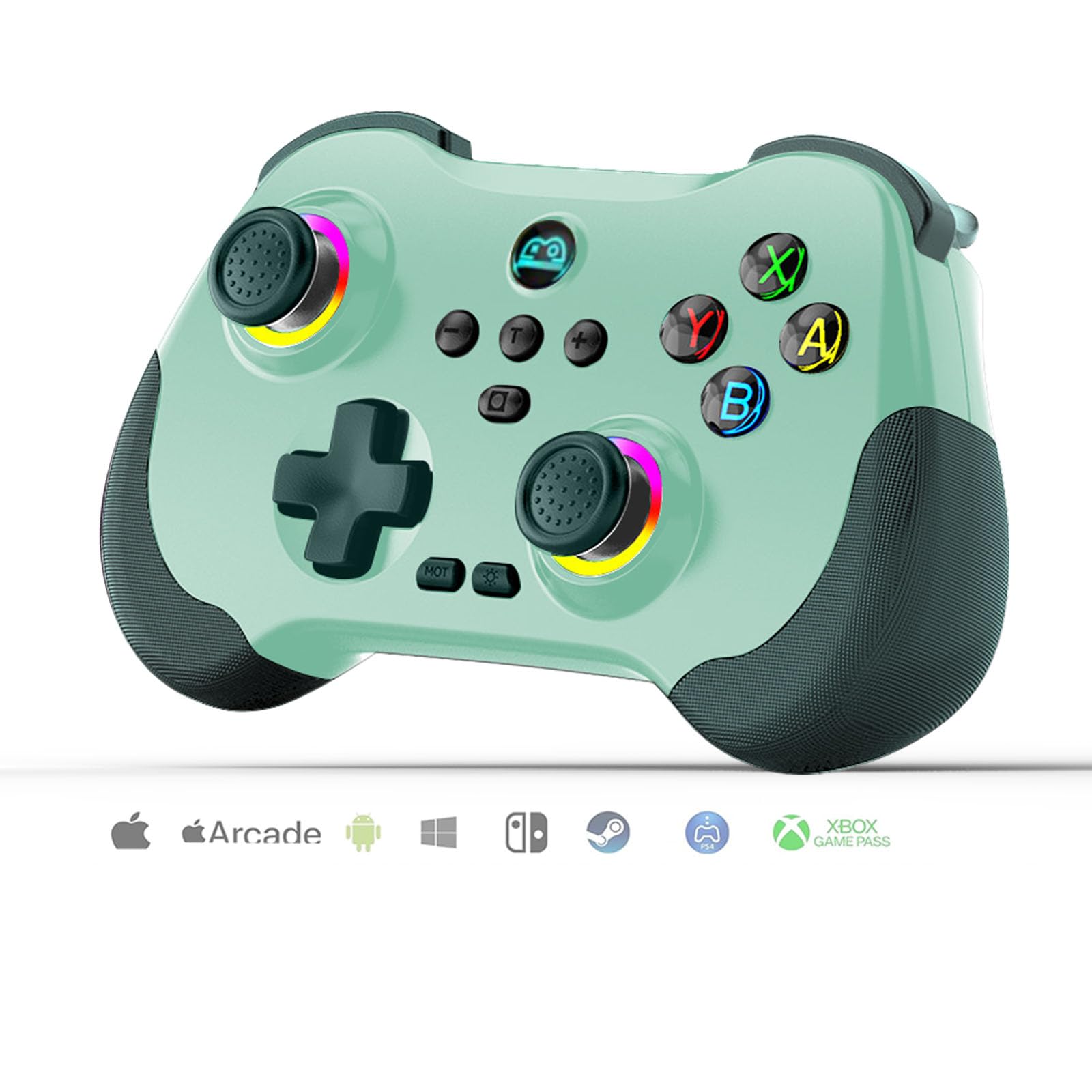 Photo 1 of Wireless Gaming Controller for Hall Effect Triggers Hall left & right rocker, Gamepad for ipad/iphone Android/PC/Switch/Streaming Xbox/PS3/PS4, Bluetooth, Pocket Size (Green)