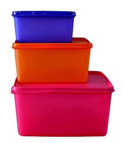 Tupperware Keep Tab Plastic Containter Set, 3-Pieces, Multicolour