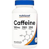 Nutricost Caffeine Pills 100mg Per Serving, 250 Capsules