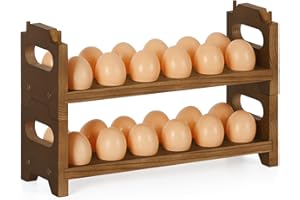 Wooden Egg Holder Countertop Fresh Chicken Egg Holders Storage for Gathering Fresh Eggs, 2-Tier Stackable with 24 Eggs, Farmh