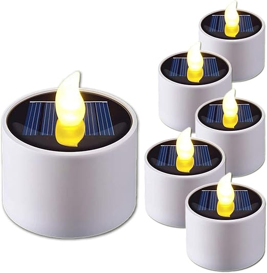 6 Sets of Solar Tea Lights, Waterproof, Rechargeable