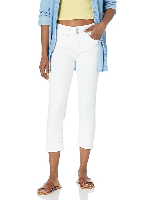 WallFlower Women's Size Luscious Curvy 23.5'' Crop Mid-Rise Insta Stretch Juniors (Standard, White, 18 Plus