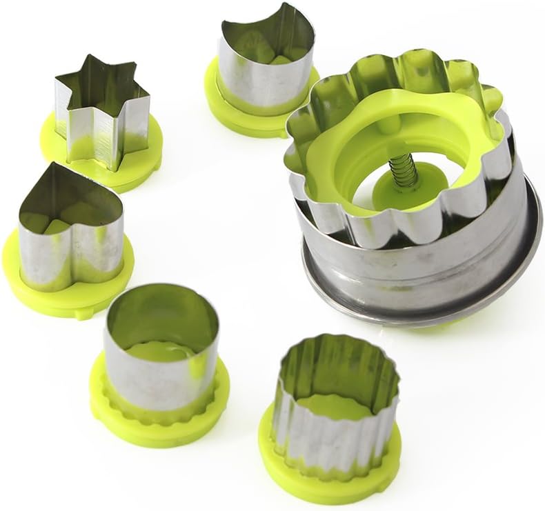 Stainless steel Cookie Cutter Set Kid Food Mold Sandwich Cookies Maker Jam Cookie Cutters(Green, 6 Pieces)