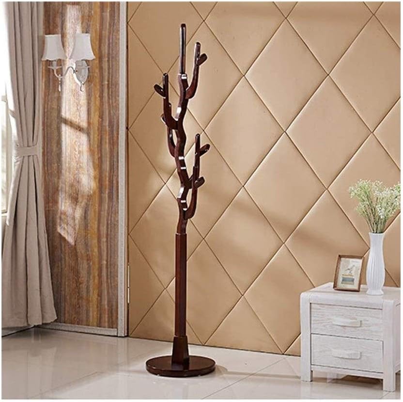 Best Gold Metal Walnut Wood Hall Tree Coat Hat Rack