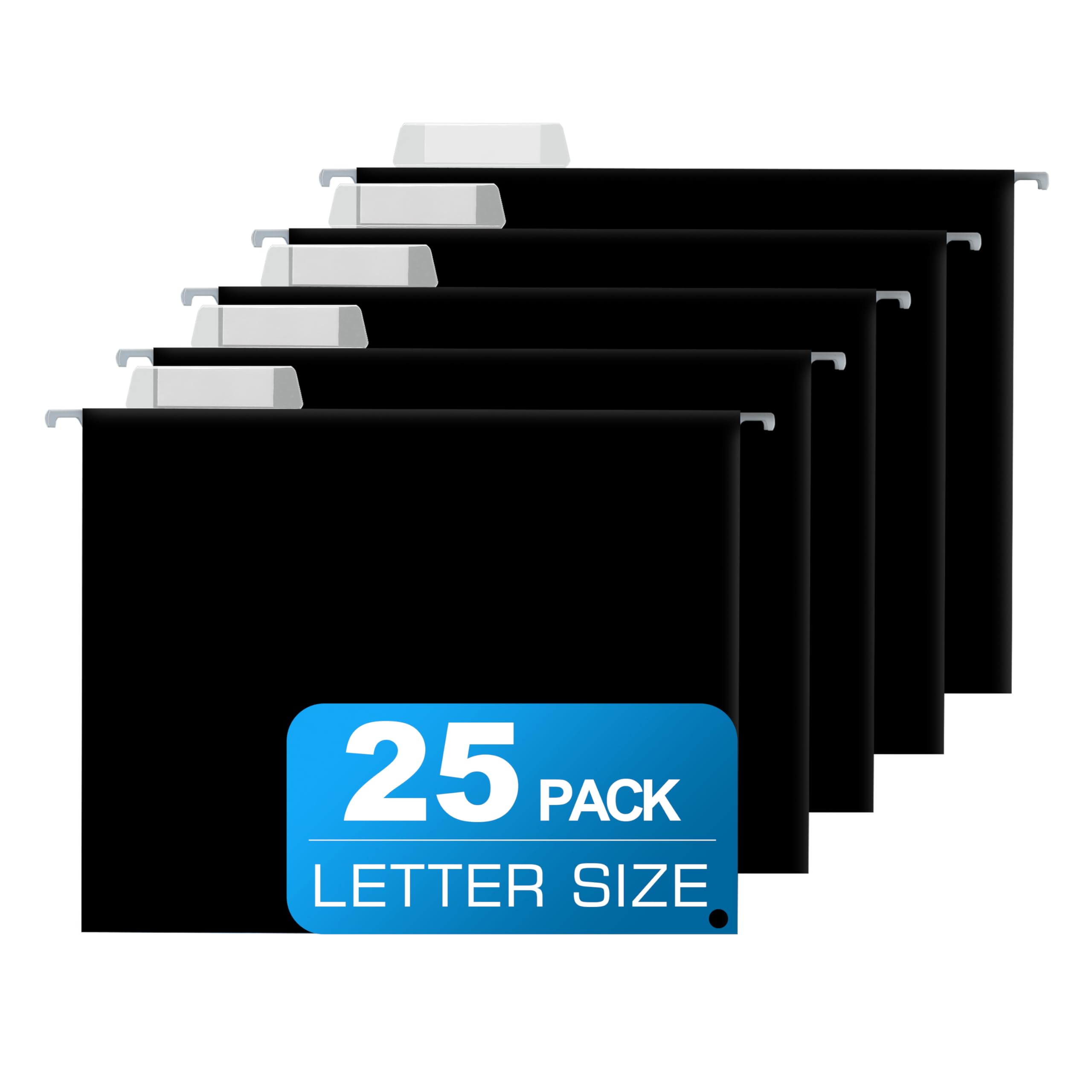 Photo 1 of 25 Packs Hanging File Folders,Black Letter Size File Folder,Designed for Bulky Files,Filing Cabinet,1/5 Adjustable Tabs for Office,School,Home