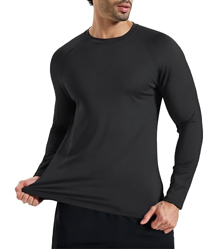 NASBING Men's Black Thermal Long Sleeve Shirts Mock Neck Underwear