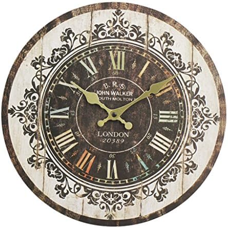 Europe Stylish Retro Tracery Vintage Rustic Shabby Chic Home Office Study Cafe Decoration Art Large Wall Clock-D