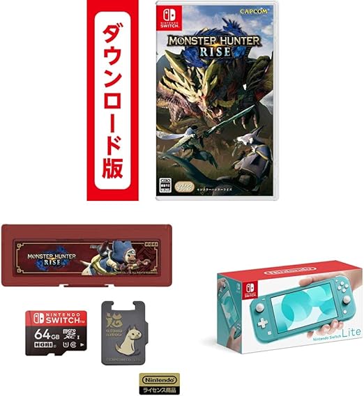 Amazon Co Jp モンスターハンター ライズ オンラインコード版 モンスターハンターライズ Microsdカード64gb Nintendo Switch Lite ターコイズ ゲーム