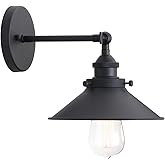 PERMO Vintage Industrial Metal Wall Sconce Lighting 180 Degree Adjustable Wall Lamp Matte Black