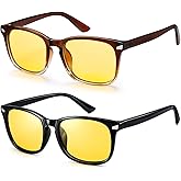 Guiqulai Night Driving Glasses Polarized - Anti Glare Yellow Lens Night Vision for Foggy Rainy Weather, Day & Night Use