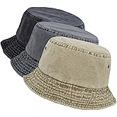 kozinu Washed Cotton Bucket Hats Packable Summer Outdoor Cap Travel Beach Sun Hat Plain Colors for Men Women