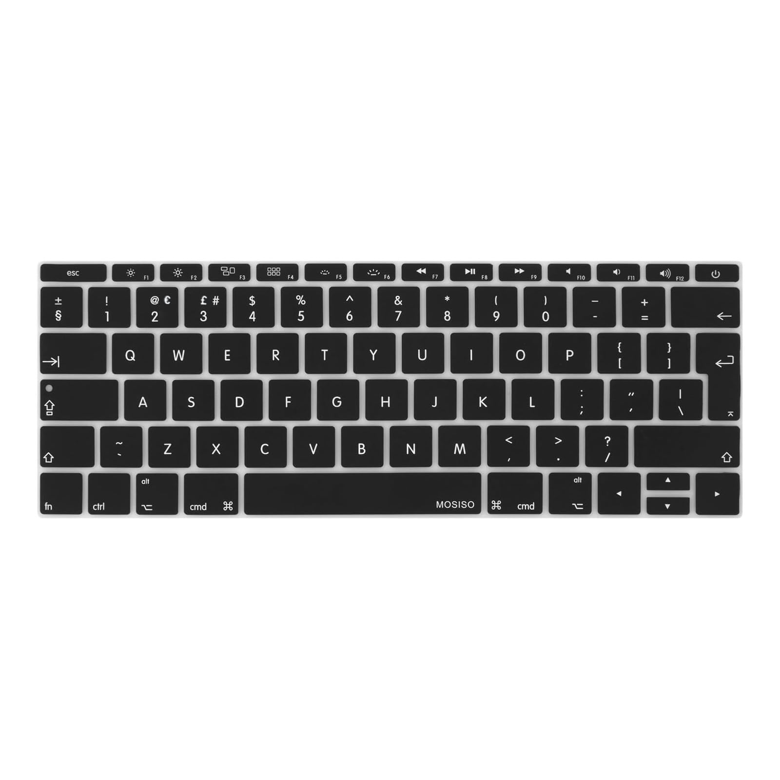 MOSISO Keyboard Cover Protective Skin Compatible with MacBook Pro 13 inch 2017 2016 Release A1708 without Touch Bar & Compatible with MacBook 12 inch A1534 (EU Layout), Black
