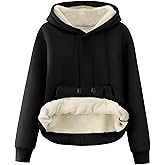 Flygo Women's Sherpa Fleece Lined Hoodie Winter Warm Thermal Heavyweight Plain Pullover Thicken Sweatshirt Tops with Pockets