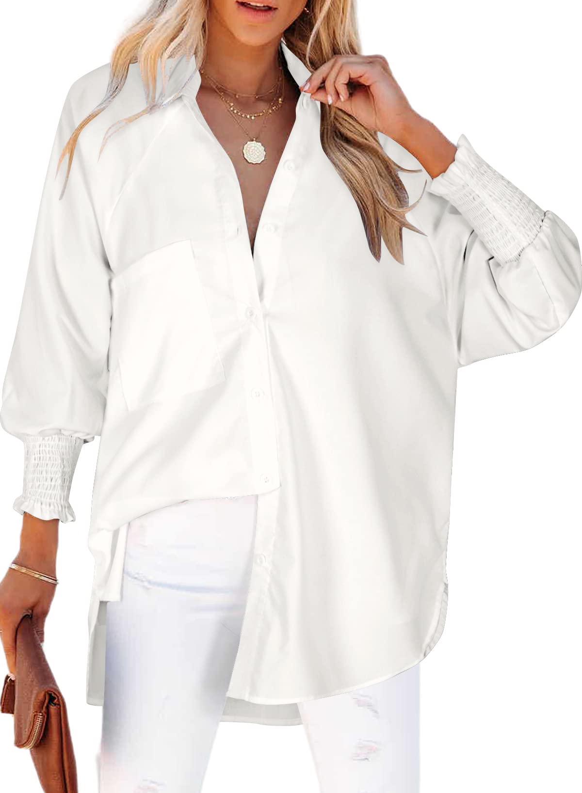 Shrired Button Long Sleeve Top SAP0003