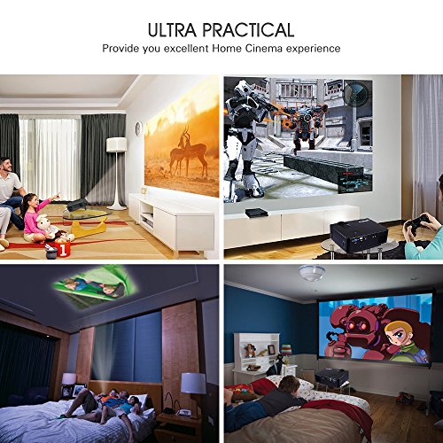 Projector,Full HD 2500Lumens Video Projector, Joyhero Portable Mini LED Projector 1920x 1080 Support 1080P HD for Home Cinema Theater Entertainment, Support PS4,Xbox HDMI/TF Card Slot/USB/VGA.(Black) - Thumbnail 5