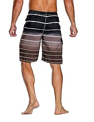 unitop Men's Colortful Striped Swim Trunks Surfing